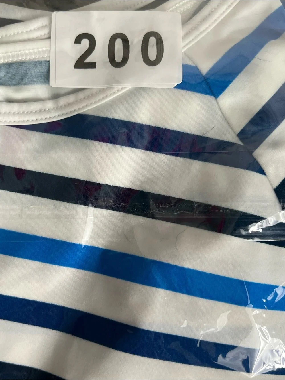 200 SPANX Ocean Stripe Coastal Blue Swim Sun Rash Protection Shirt UPF 50+